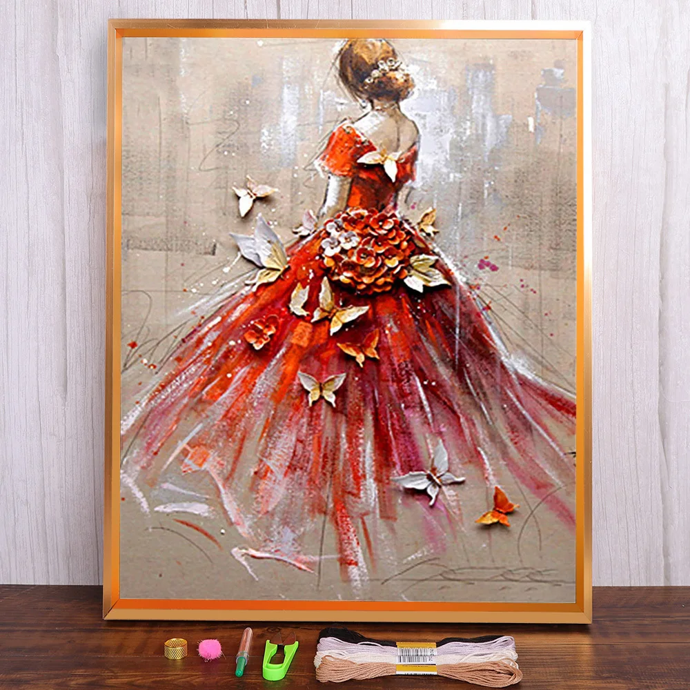 Набор для вышивки балериной женщины холст с принтом 11CT DMC нити ручная работа
