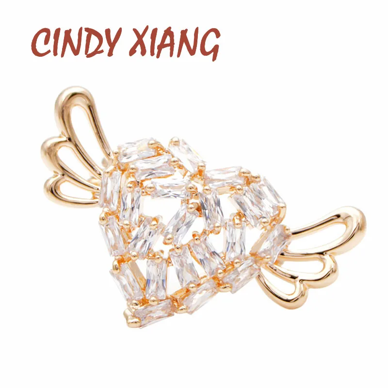 Брошь унисекс CINDY XIANG маленькая Медная брошь в форме сердца из фианита 2 цвета на