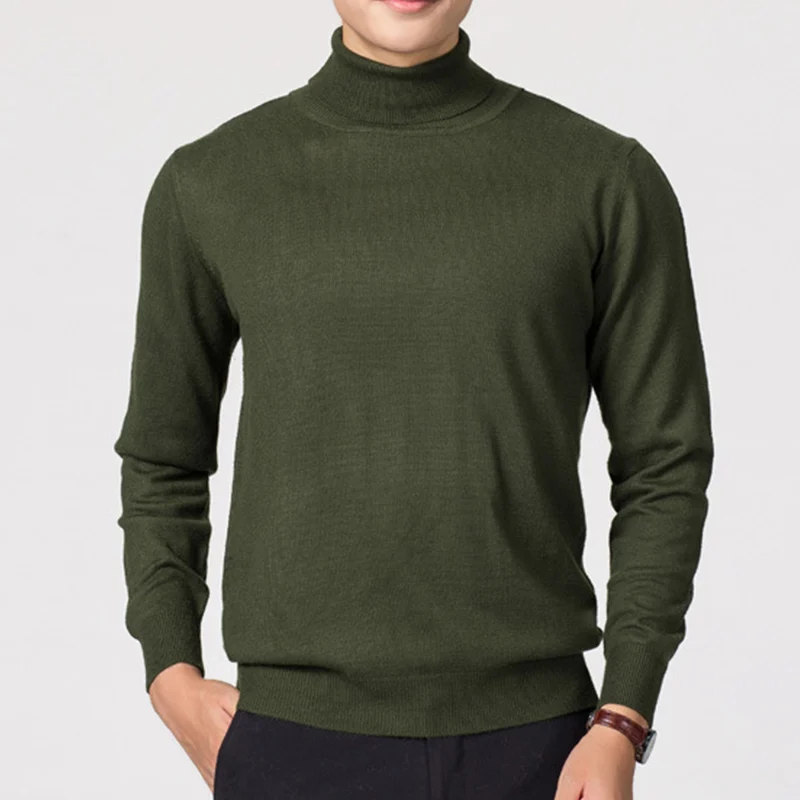 Dark Green Кашемировая водолазка модный мужской шерстяной свитер одежда осень зима свитера цвета Омбре пуловер мужской тонкий свитер - Цвет: Dark Green