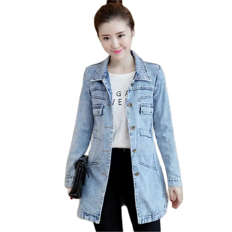 Джинсовая куртка средней длины тонкое пальто кардиган на осень-зиму весну