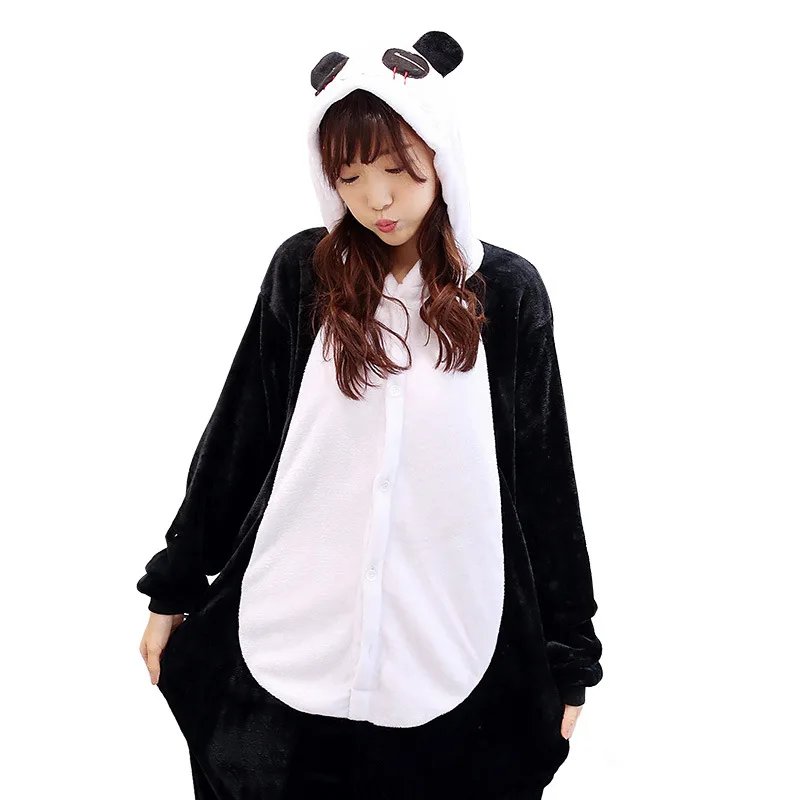 panda hy Кигуруми пижамы в виде животных, комбинезон для женщин и мужчин, Пегас, зимняя Фланелевая Пижама для взрослых, ночная рубашка, стежка, единорог, пара, одежда для сна, комбинезон - Цвет: panda hy