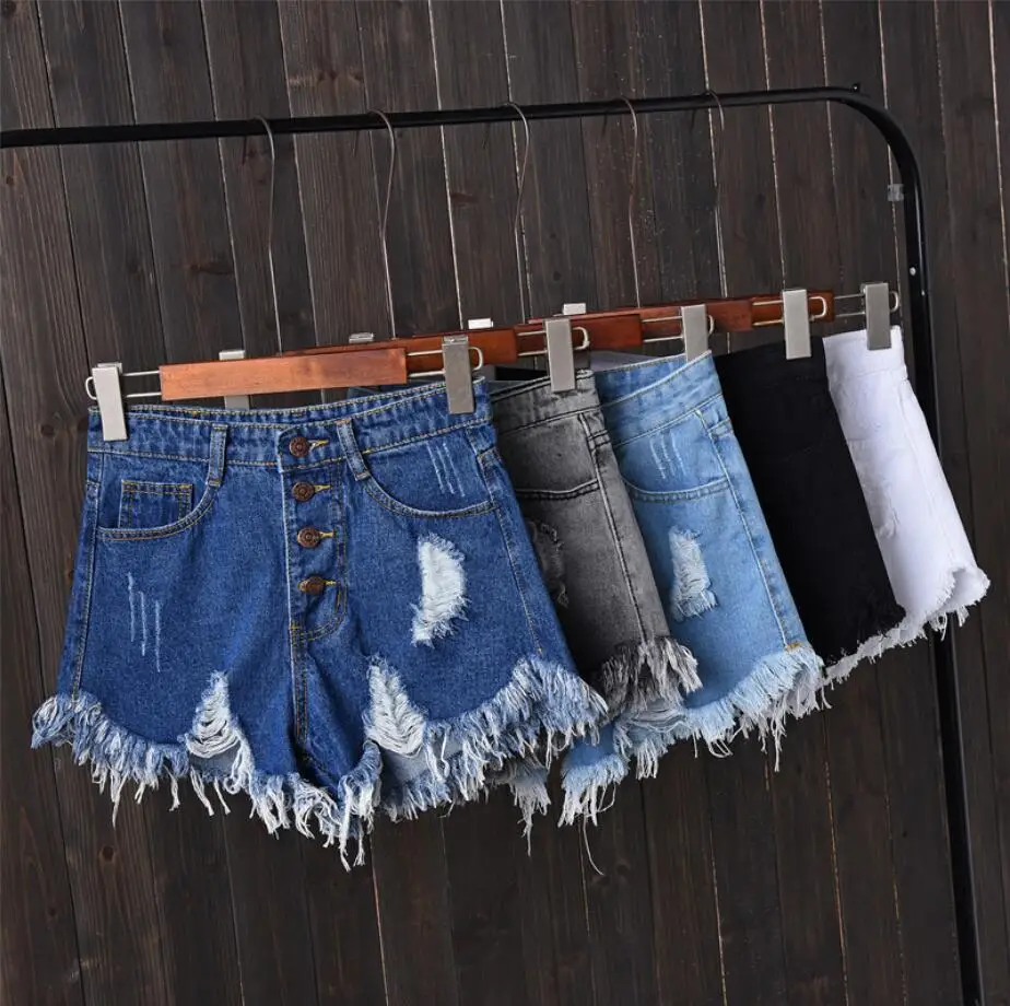 

Female Fashion Casual Summer Cool Women Denim Dooty Shorts High Waists Fur-Lined Leg-Openings Plus Size Blue Sexy Short Jeans