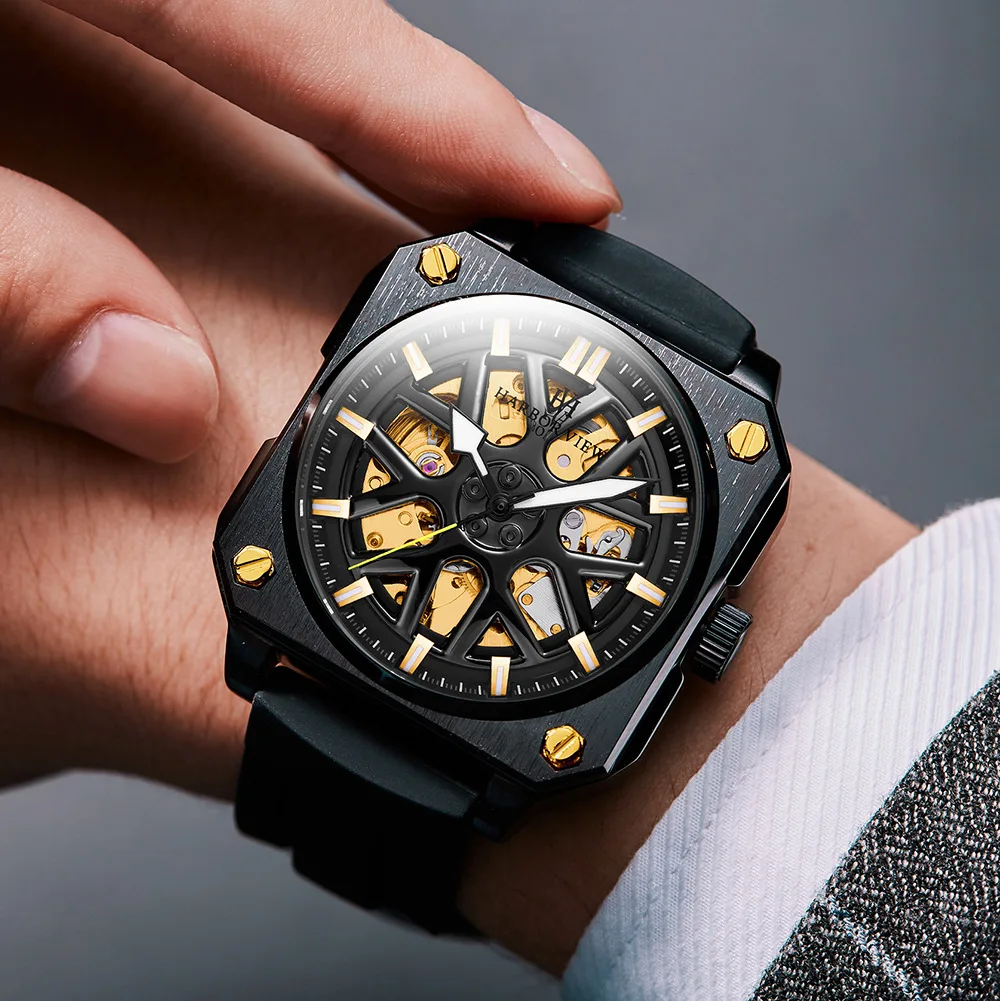 Men's fully automatic mechanical watch luxury fashion trend waterproof luminous hollow out men's Watch Reloj Hombre