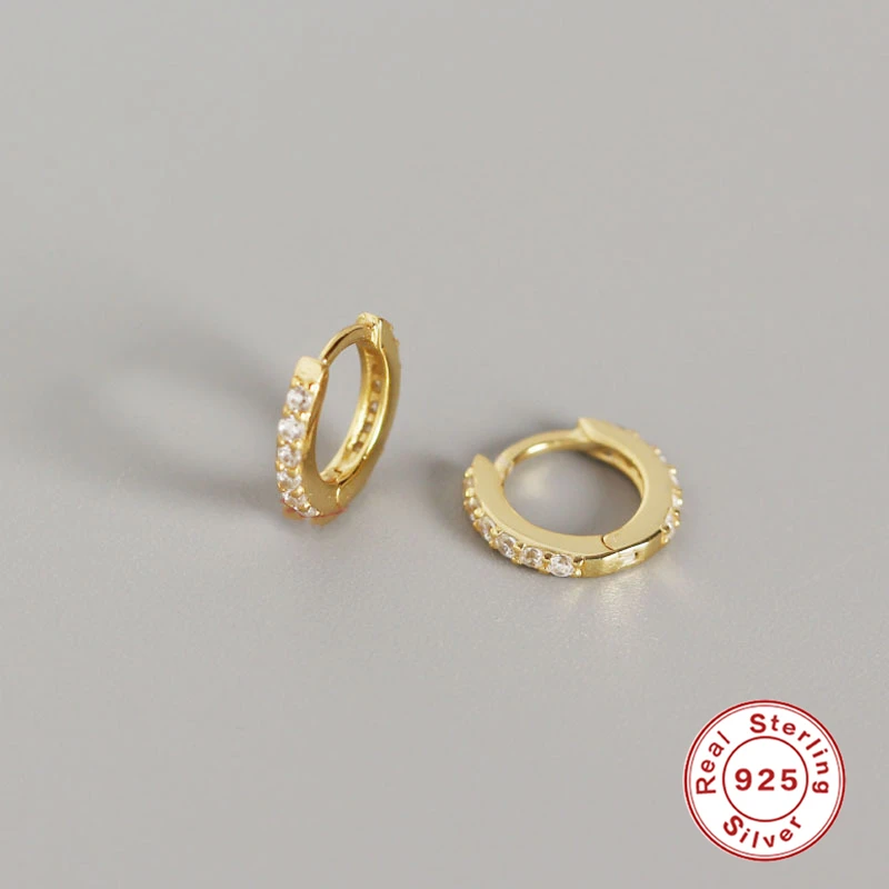 

CANNER 100% 925 Sterling Silver Earrings for Women Jewelry Miniature Round Black and White Zircon Small Hoop Earrings 2021 Trend