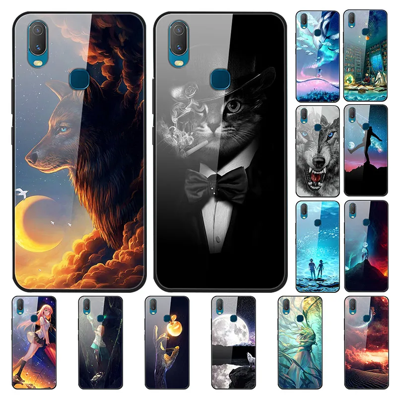 

Case For VIVO Y11 Back Phone Cover Black TPU Silicone Bumper With Tempered Glass Series 3