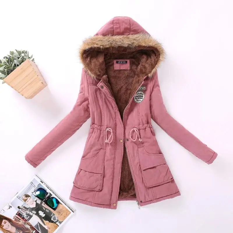 

New Autumn Winter Women Cotton Jacket Padded Casual Slim Coat Emboridery Hooded Parkas Size 3XL Wadded Overcoat