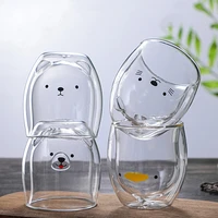 double glass cup coffee double layer double walled insulated glasses bear cat dog animal gift for household prevent scald mug