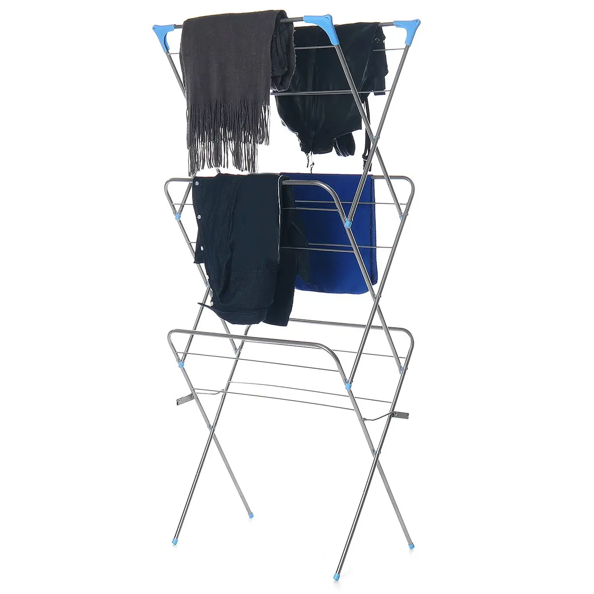 

3 Layers Clothes Drying Rack Hangers Floor-Standing Foldable Clothes Airer Iron Durable Clothes Drying Airer Rack Home Decor