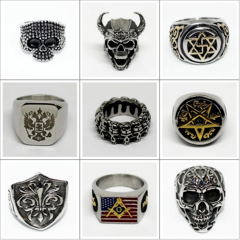 LISTE & LUKE поддержка прямых поставок Летающий орел Байкер кольцо Призрак Череп 100% 316L
