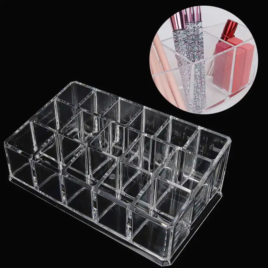 

Professional 16 Grid Transparent Acrylic Nail Polish Lipstick Storage Case Organizer Storage Rack Makeup Tool Kits