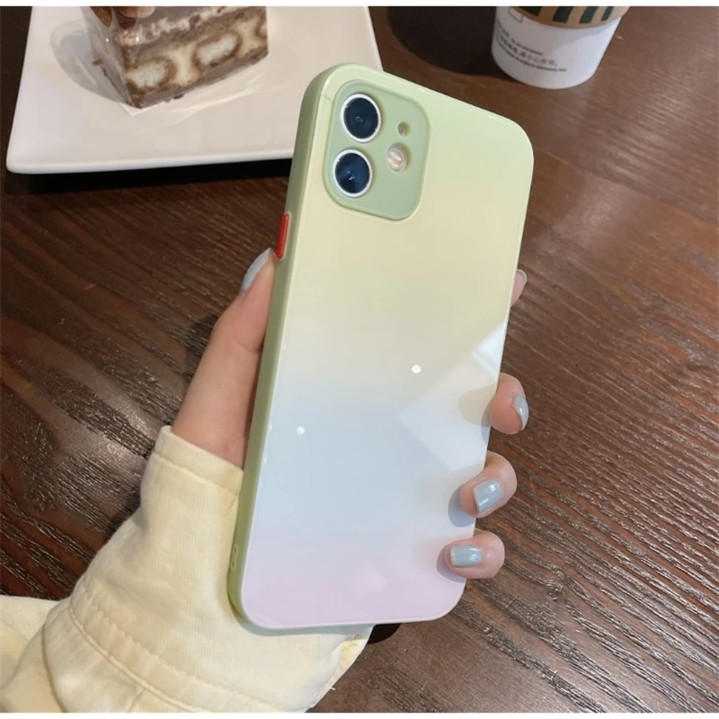 Funda trasera de cristal elegante para iPhone 12pro, Fundas protectoras delgadas para tel&eacute;fono m&oacute;vil-0