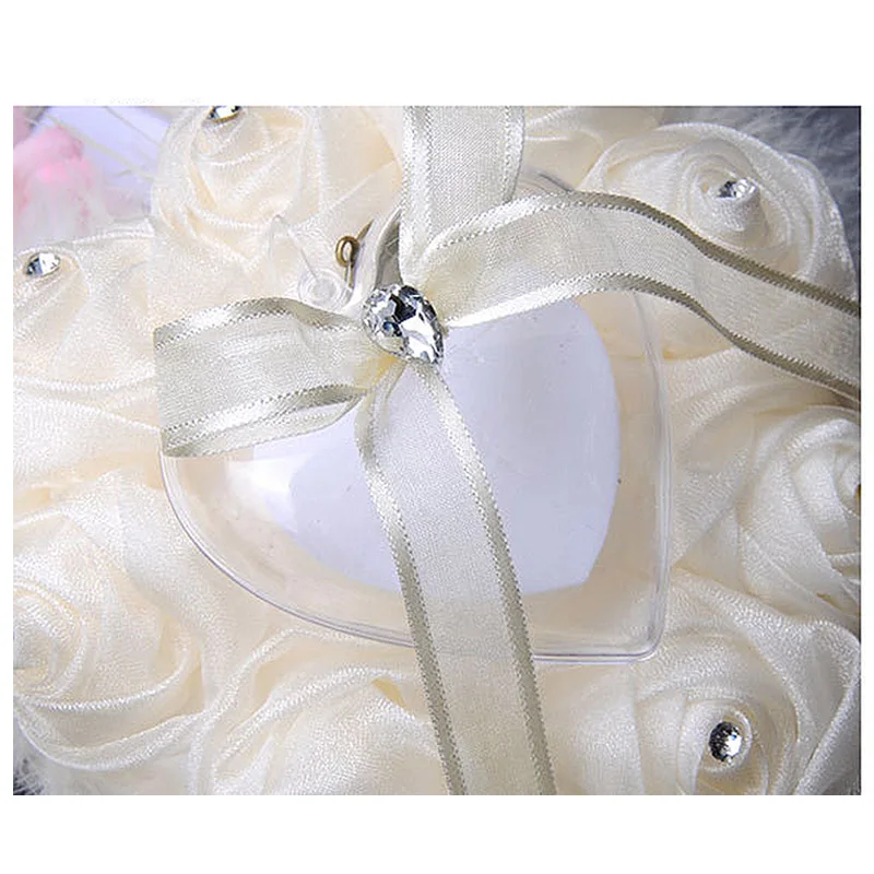 

Wedding Decorations Chic Heart-shape Flowers Valentine's Day Gift Ring Pillow Cushion Pincushion Ring party decor marriage