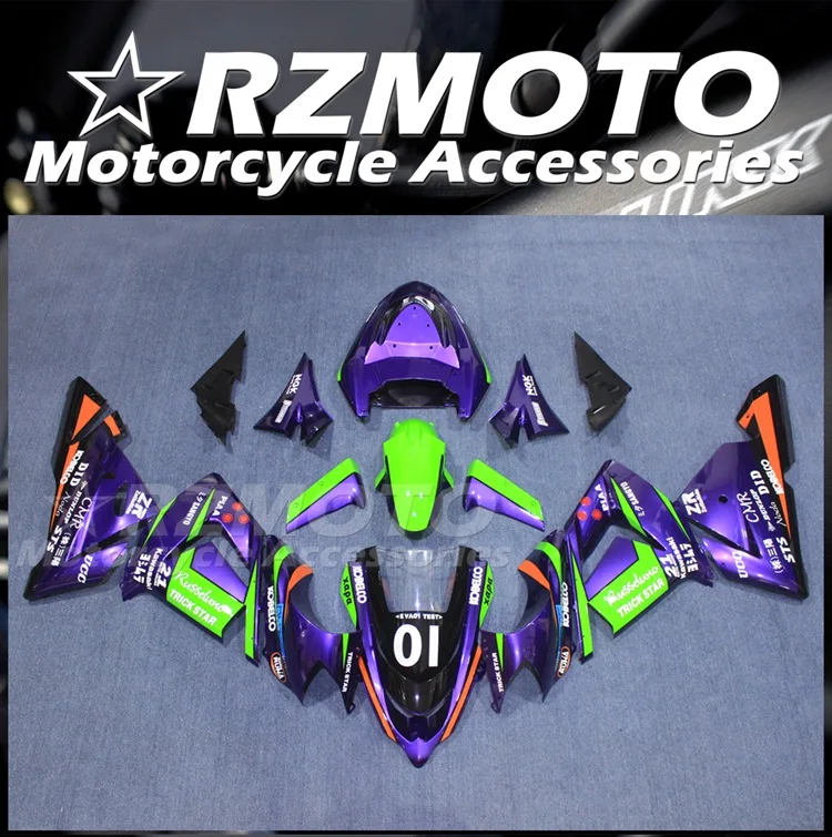 

Новый комплект обтекателей из АБС-пластика для мотоцикла, подходит для Kawasaki Ninja ZX-10R ZX10R 2004 2005 04 05, кузов фиолетового и зеленого цвета