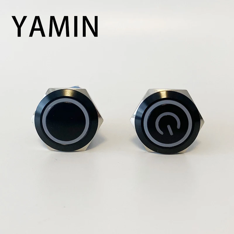 12/16/19/22mm Momentary Reset Latching Lock Black Shell Metal Push Button Switch Waterproof LED Light Flat Round 6V 12V 220V |