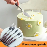 5pcsset stainless steel spatula fondant cream mixing spatula oil painting spatula baking pastry tools cake decoration tools