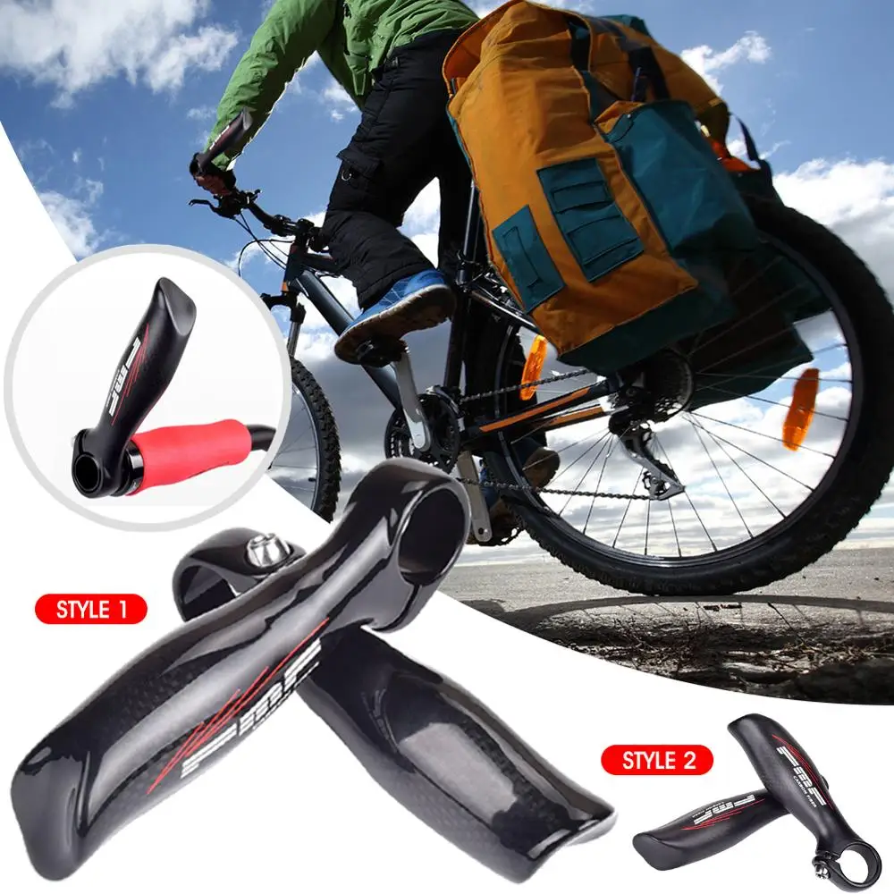 

1 Pair Bicycle Ergonomic Handlebar Ends Grips Carbon Fiber Lock-On Grip for 22mm Handlebar End Black Grips Bike Accessories