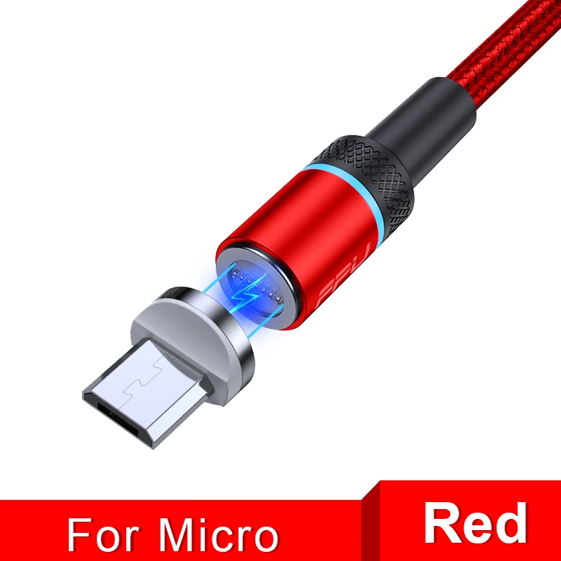 Red For Micro FPU Магнитный кабель Micro usb type C для iPhone кабель 1 м 2 м 3A провод для быстрой зарядки провод type-C магнит зарядное устройство кабели для мобильных телефонов - Цвет: Red For Micro
