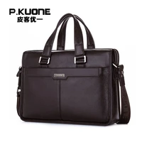 p kuone luxury brand men bag genuine leather handbag shoulder bags large capacity business men briefcase laptop