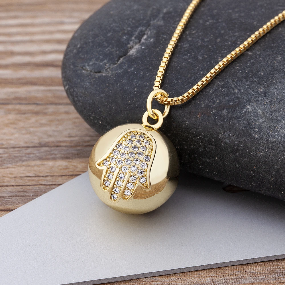 

Top Selling Copper Zircon Rhinestone Lucky Palm Pendant Choker for Women Chain Necklace Jewelry Best Anniversary Birthday Gift