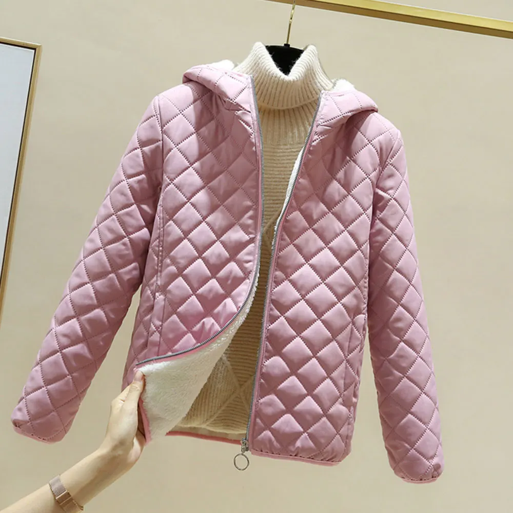 Куртка женская стеганая на флисовой подкладке элегантная парка в Корейском