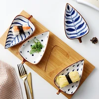 japanese creative ceramic dish hand painted fruit plate leaf shape seasoning bowl snack plates sushi cake tray friends gifts