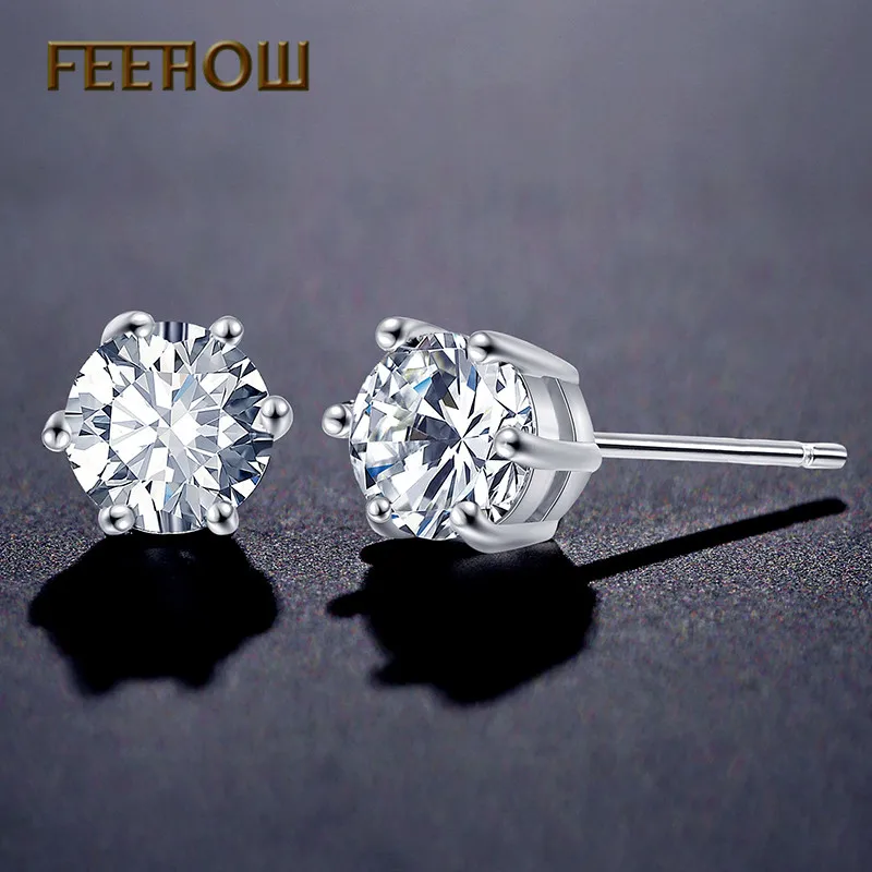 FEEHOW новые модные круглые серьги-гвоздики с фианитами для женщин свадебные
