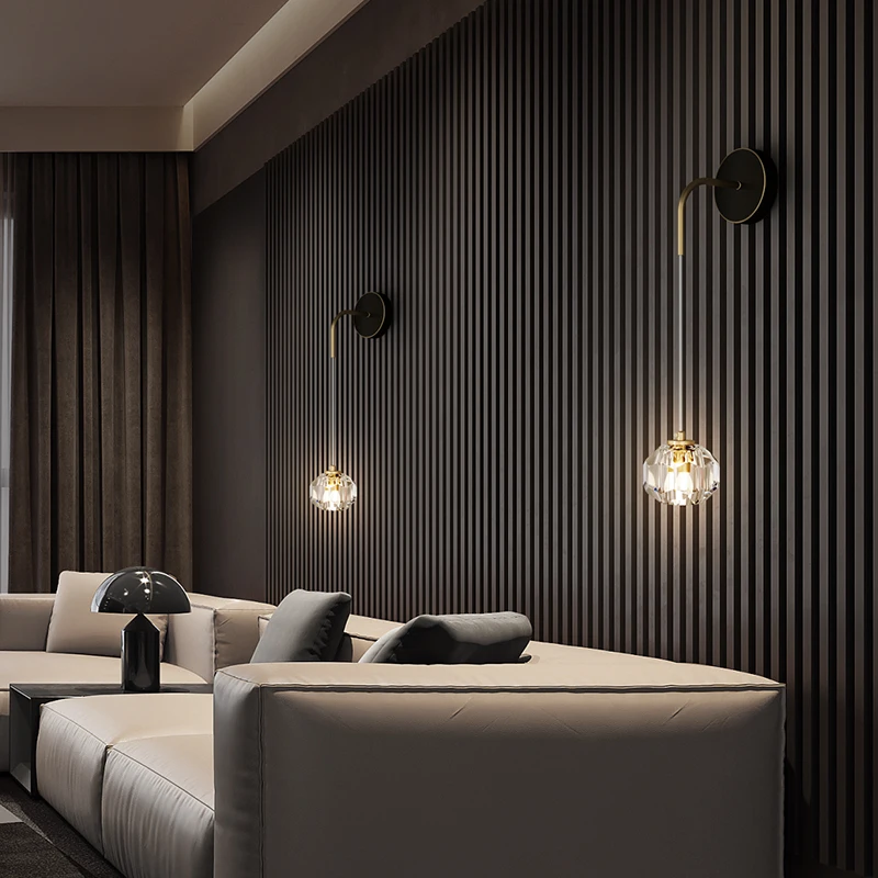 Nordic личность Медь с украшением в виде кристаллов Настенные светильники золото