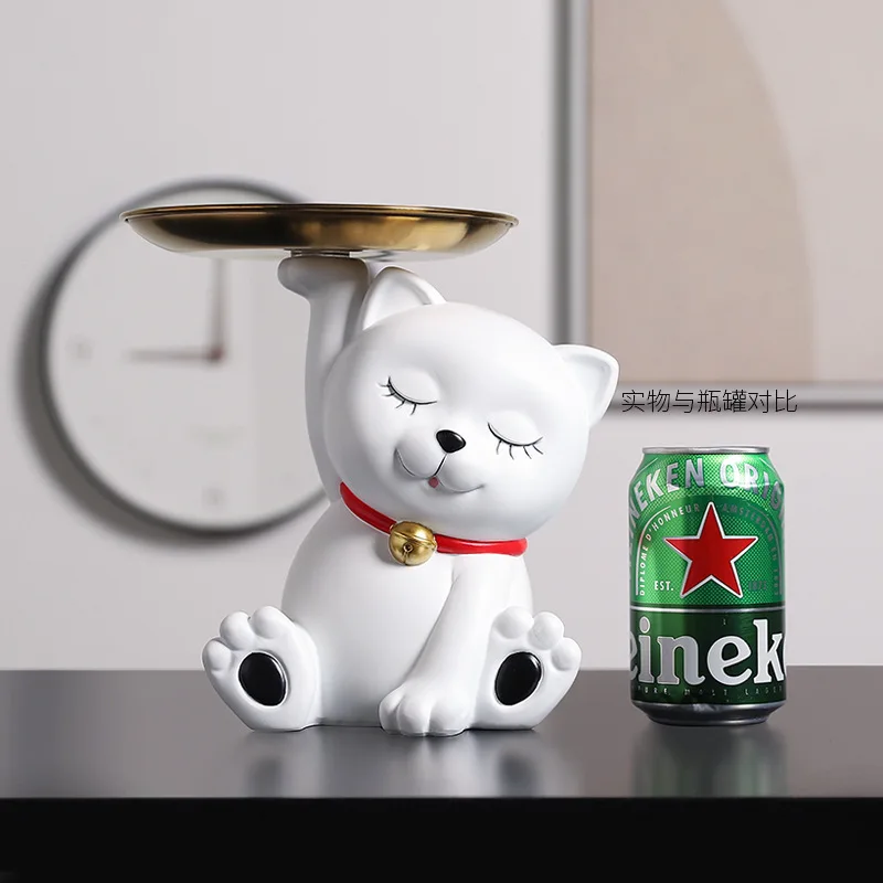 Лаки статуя кота лоток для хранения орнамент смола животное скульптура домашний