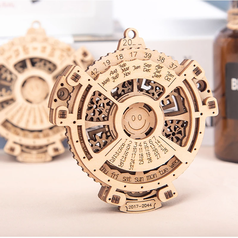 

Creative Unique Perpetual Calendar 3D Puzzle Wooden Toys Mechanical Transmission Carving Laser Engraving 2017 To 2044 Calendar