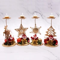 new christmas candlestick wrought iron table decoration background table decoration golden old man snowflakes and stars