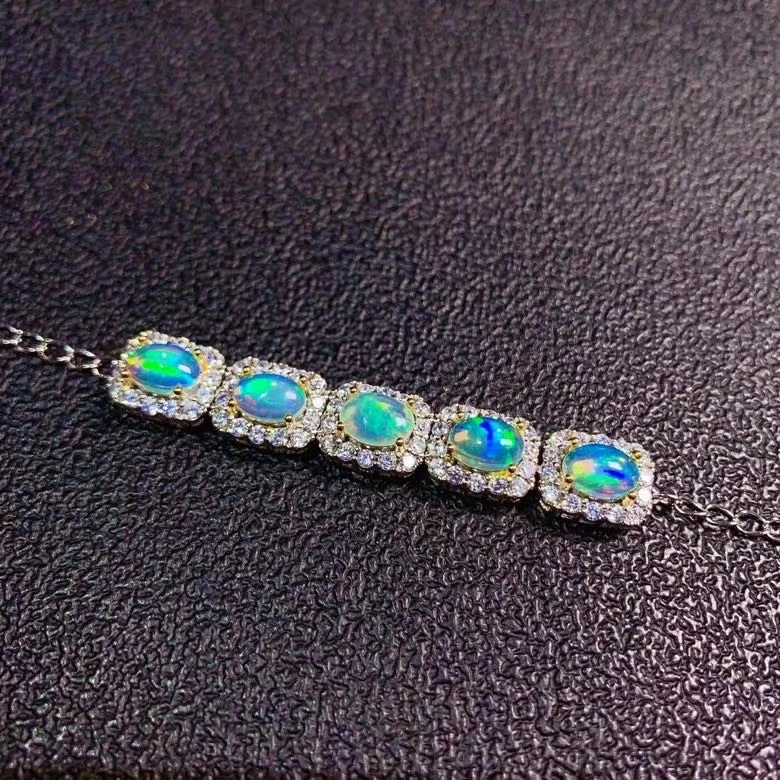 

Роскошные Линия 5*7 мм квадратный ряд натуральный разноцветный опал натуральный драгоценный камень браслет 925 Серебряный браслет женский вечерние подарок ювелирные изделия