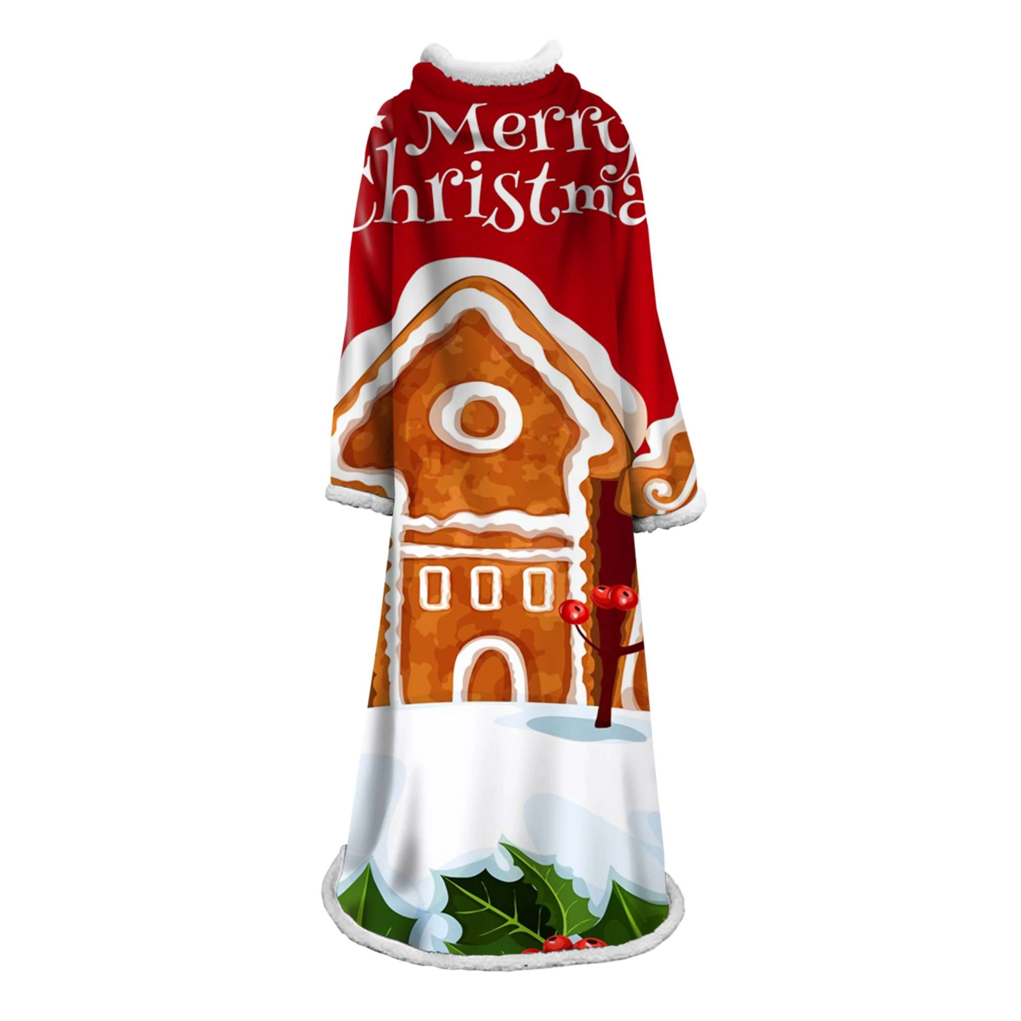 Имбирный хлеб Рождественская туника с длинным рукавом ворсом теплые супер