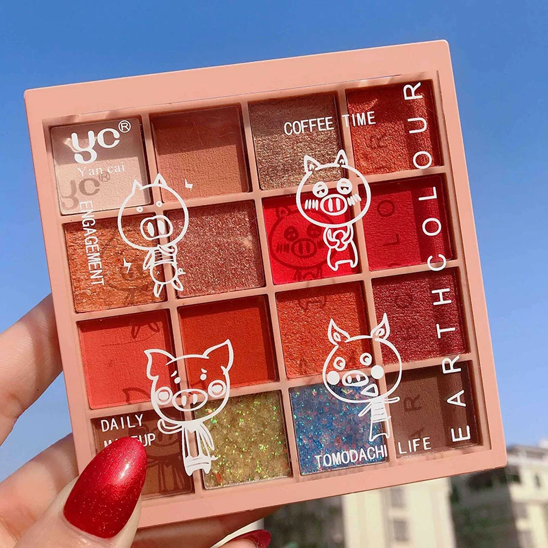 

eyes dancing makeup 16color glitter eyeshadow eye shadow palette waterproof eye sombra shimmer beauty glazed make up plate