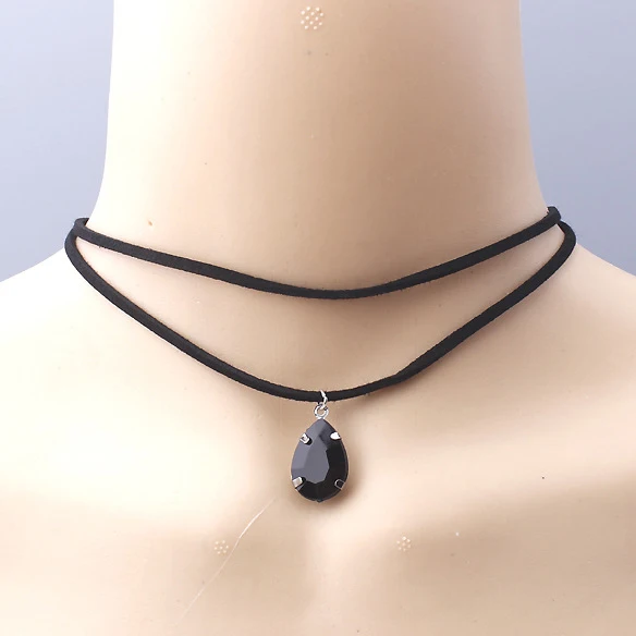 Ожерелье-чокер женское черное кружевное кожаное бархатное чокер в готическом