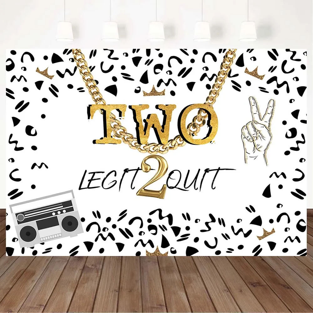 

Mocsicka Baby Child 2nd Birthday Party Backdrop Decor 2 Legit 2 Quit Gold Chain Photo Background Photo Studio Photography Props