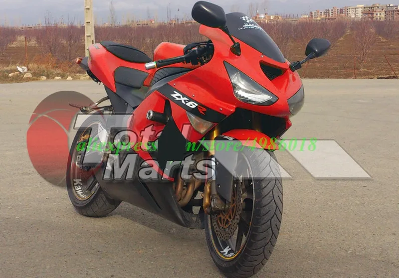 

4Gifts New ABS Motorcycle Whole Fairings Kit Fit for kawasaki Ninja ZX6R 636 2005 2006 05 06 6R ZX-6R Bodywork set red black