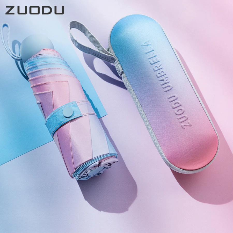 ZUODU мини Карманный Женский Зонт с УФ защитой складной женский зонт от солнца и