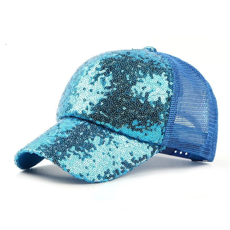 

Spring and summer new hats wholesale women sequined baseball caps mesh breathable cap