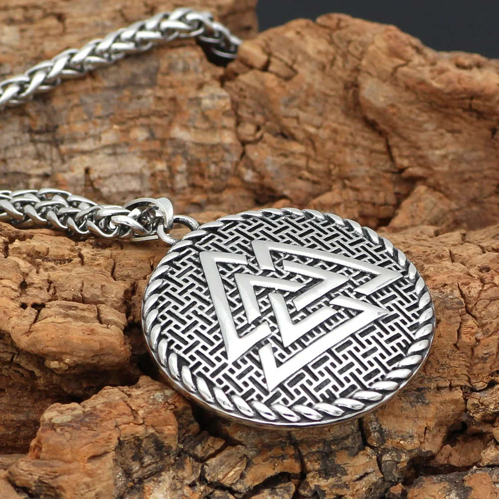 Скандинавский Викинг Valknut ожерелье из нержавеющей стали для мужчин с подарочной