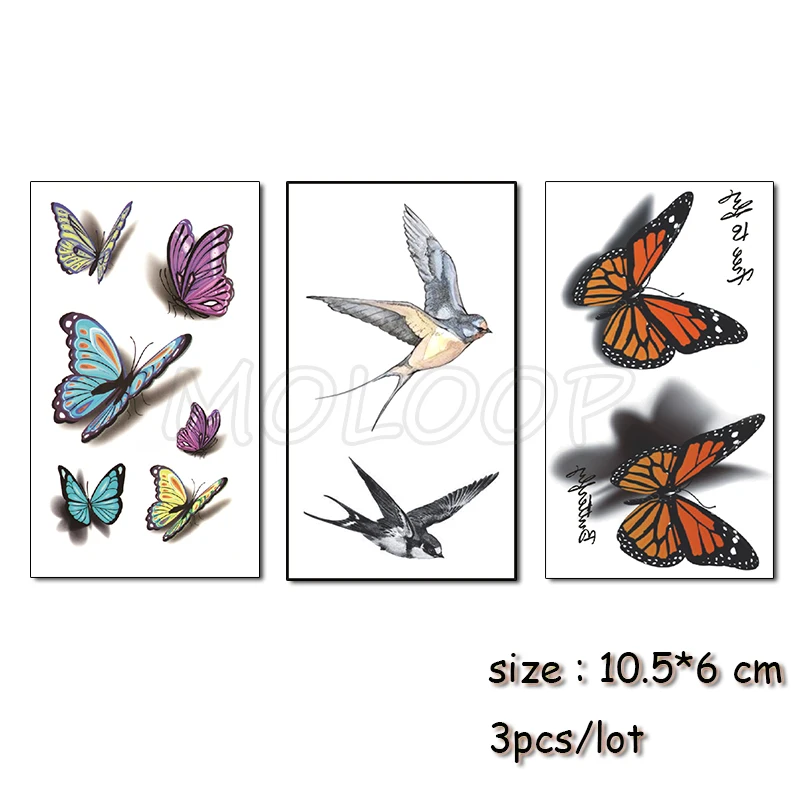 3 шт. водостойкие черные тату наклейки на тело|Временные тату| |