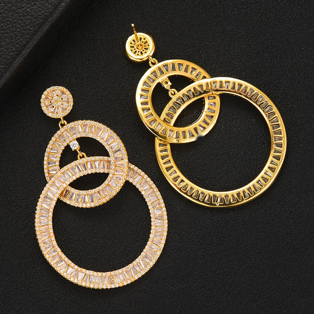 GODKI 2PCS Charms Women Wedding Necklace Earring Sets Jewelry Sets For Women Wedding Brides Full Cubic Zirconia Inlaid Jewelry