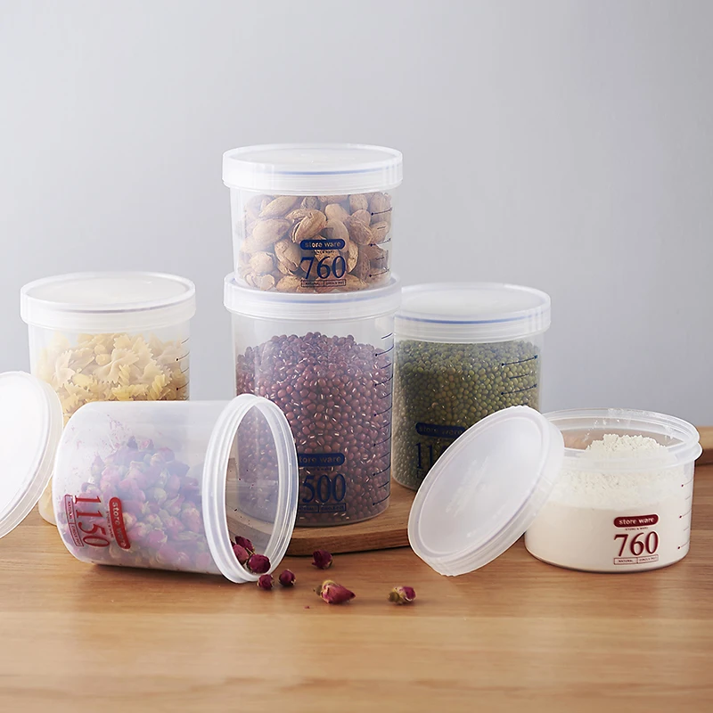 

Food Large Plastic Storage Jar Set Desktop Fridge Food Storage Containers Sugar Cereal Rangement Cuisine Kitchen Items EA6SNG