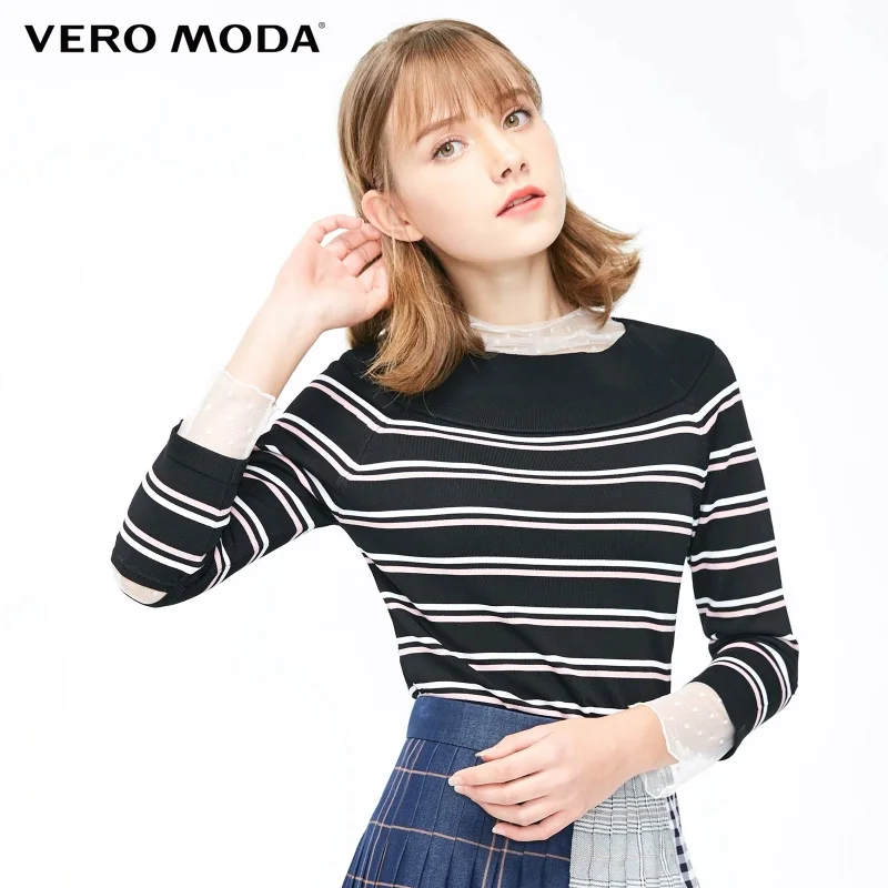 

Женский зимний свитер в полоску с эластичным плечом Vero Moda | 319124532
