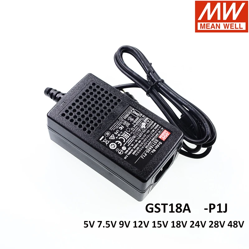 Оригинальный бренд MEAN WELL представляет GST18A-P1J серии AC-DC промышленный адаптер DC 5V 7V