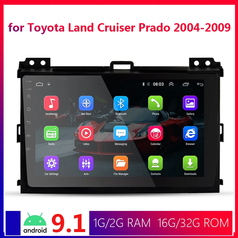 Автомагнитола 2 Din мультимедийный плеер с GPS 9 дюймов на Android 1 для Toyota Land Cruiser Prado 2004