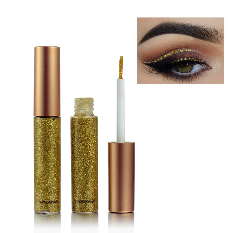HANDAIYAN 10 Colors White Gold Glitter Eyeshadow For Easy to Wear Waterproof Liquid Shimmer Eyeliner Beauty Eye Liner Makeup |