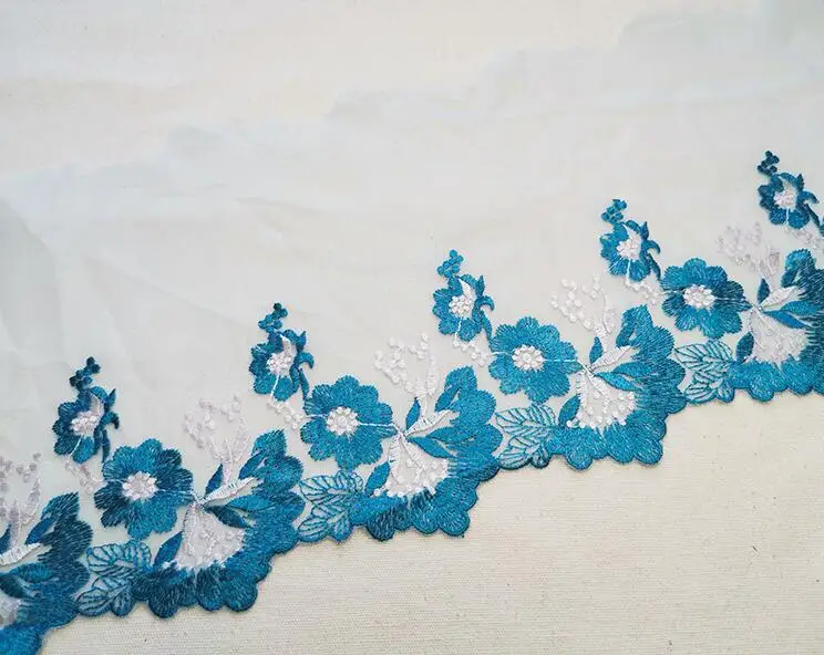 Горячее предложение! 1 м/лот Высокое качество 20 см синий зеленый вышивка