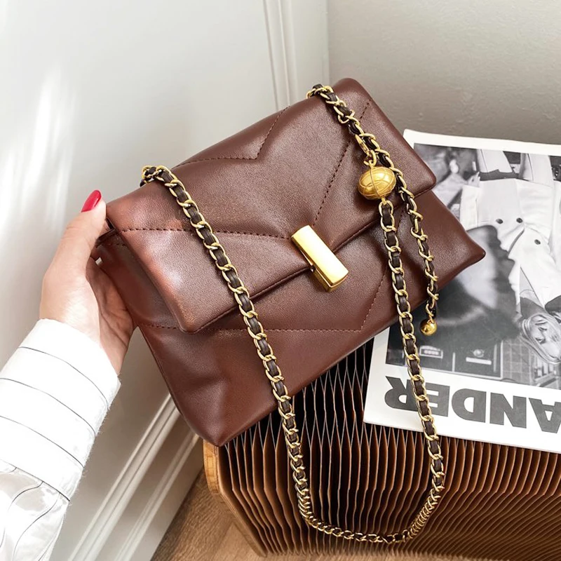 

Женская сумка через плечо, винтажная дизайнерская сумка через плечо из искусственной кожи, с цепочкой, 2020