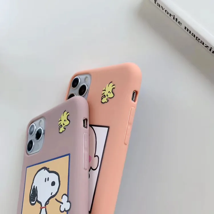 Hot Peanut Dog Charlie brown Woodstock Candy Frosted TPU Cover For iPhone 7 8 6 s Plus 11 Pro X Xs Max Xr Pink Soft Case |