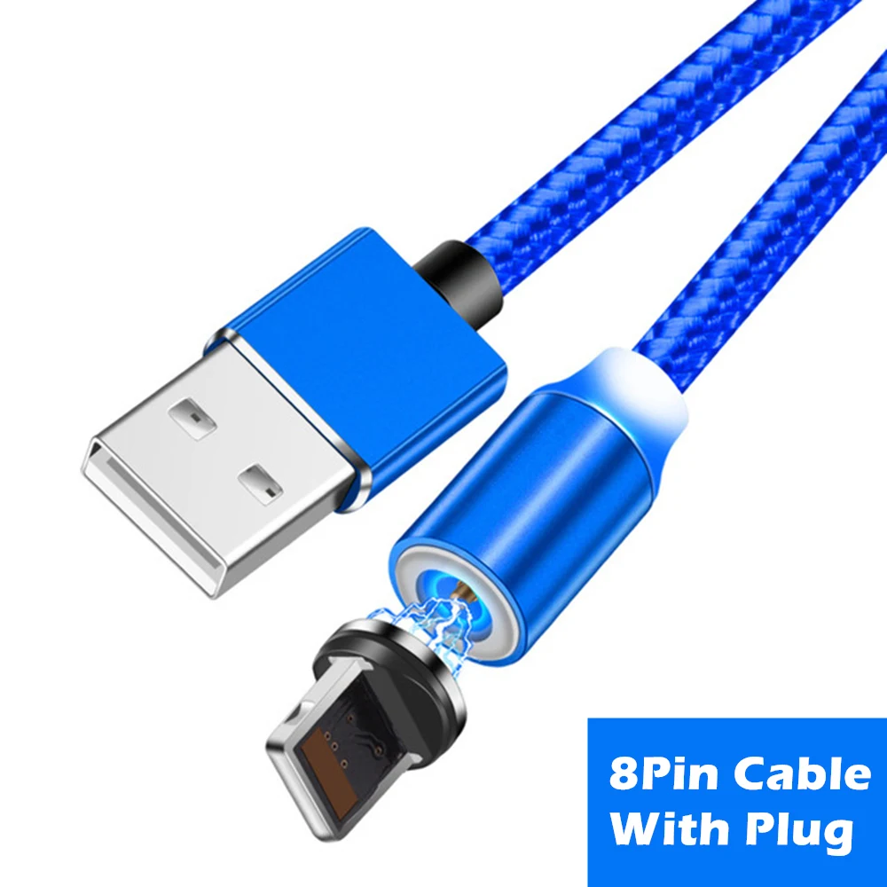 Быстрая зарядка USB C Micro для iPhone 11 Pro кабель длиной 1 м/2 м Megnetic зарядное устройство Шнур для OPPO A11 Reno A K5 A11x K3 A9x A1K 10x - Цвет: Blue 8Pin